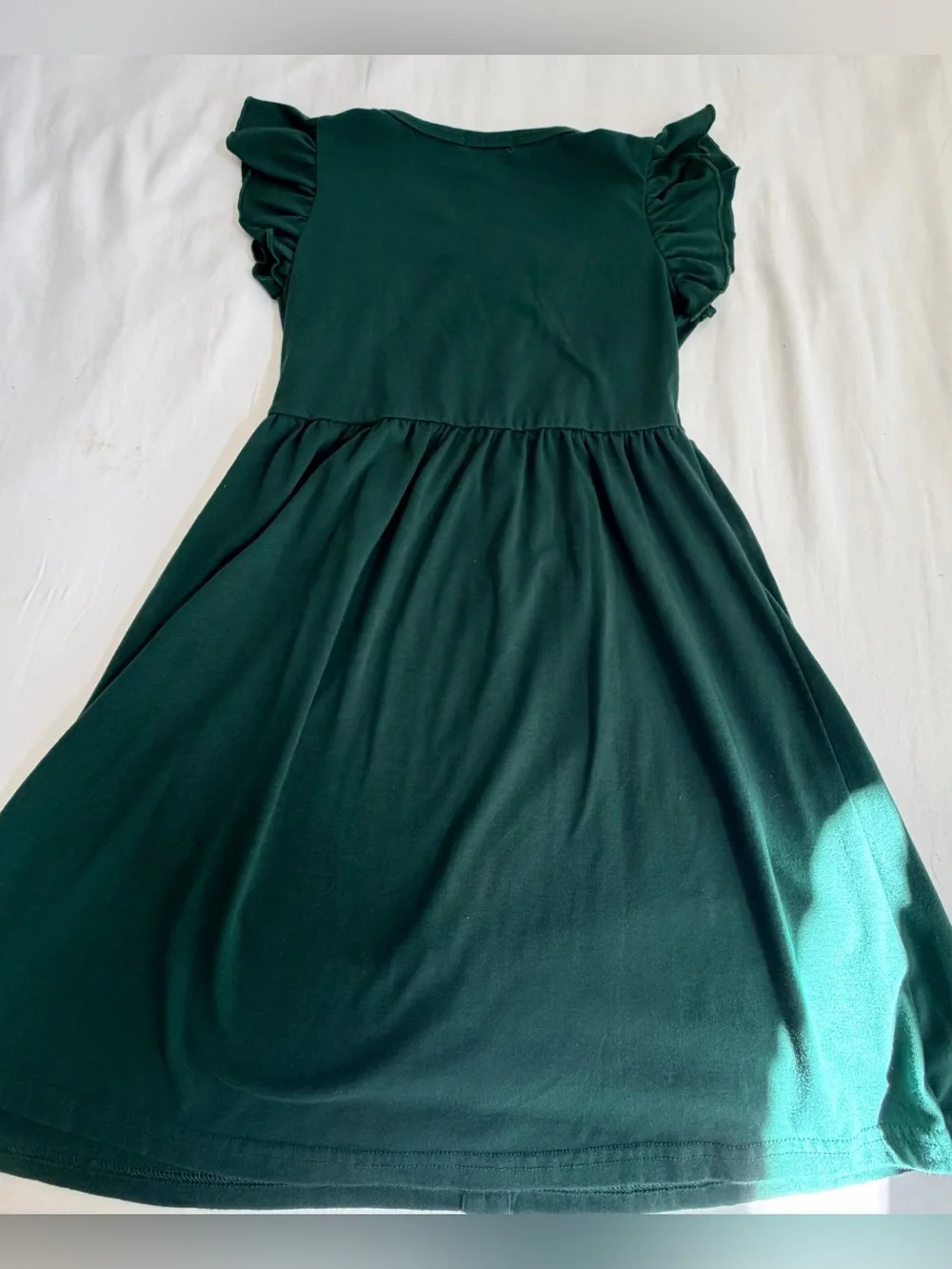 ARSHINER  Button-Front Green Ruffle Sleeve Dress - , Kids Dresses